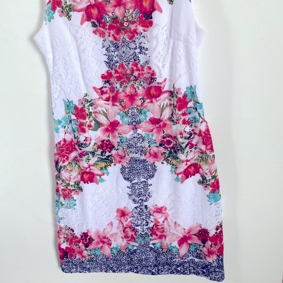 Sandra Darren Floral and Laced sheath midi dress, Size 10 - Picture 2 of 11